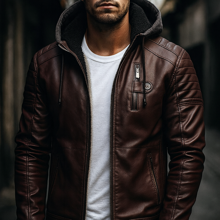Vanguard Hooded Leather Jacket